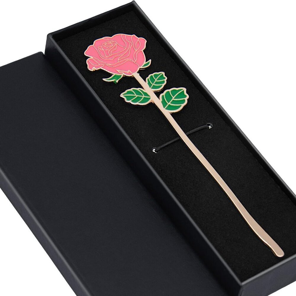 Metal Pink Rose Bookmark, Bookmarks For Women, Cute Bookmarks Gift For Book Love